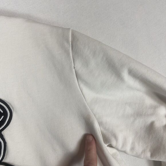 BKYS Embroidered Teddy Bear Anonymous Sweatshirt Mens Medium L/S White STAINED - Picture 4 of 15